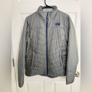 The North Face Womens L Reversible Jacket Coat Gray & Blue winter spring zip